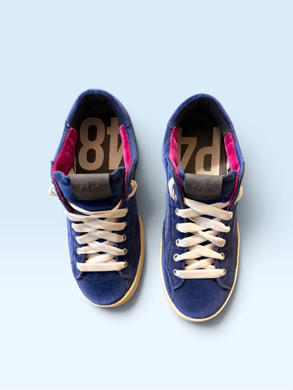 P448 Navy and Pink High-Top Sneakers